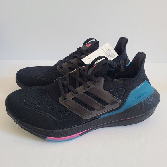 NEW Adidas Ultraboost 21 Running Shoes FZ1921 Size 8 Carbon Black Teal main image 5
